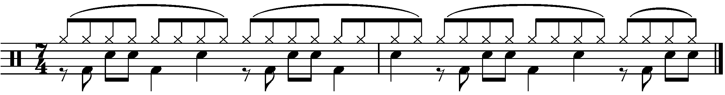A four bar polymetered phrase