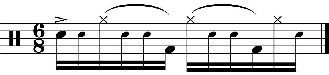 A linear delayed syncopated RLLF groove.