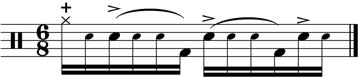 A linear delayed syncopated RLLF groove.
