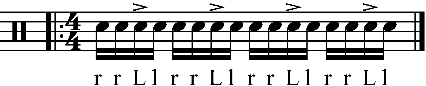 Accenting a double stroke roll