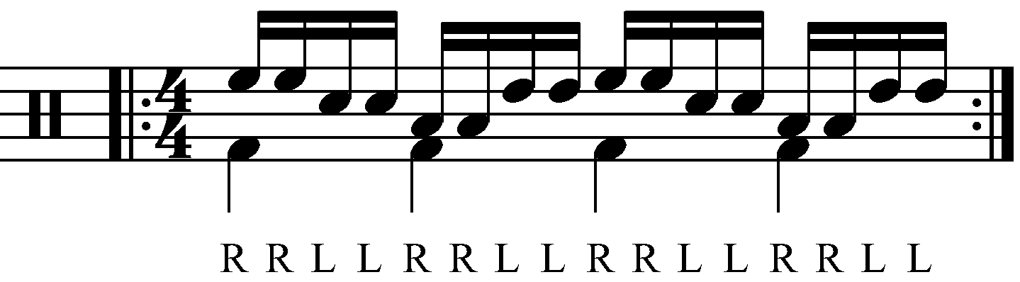 Double stroke roll played as groups of two