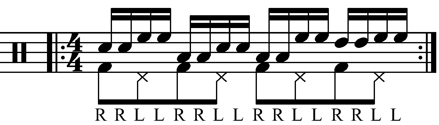 Double stroke roll played as groups of two