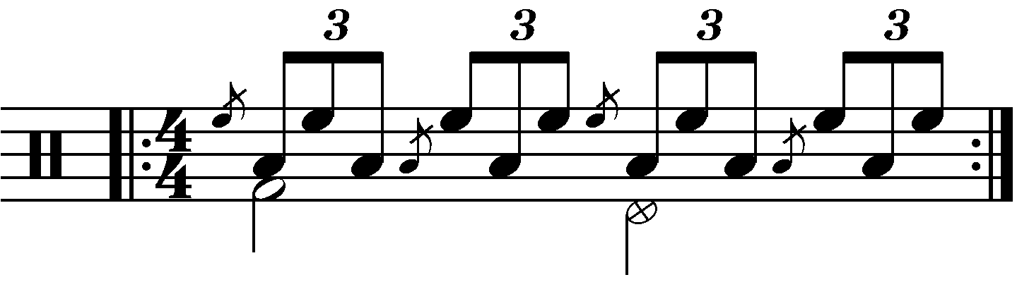Flam Accent with each hand playing a different drum