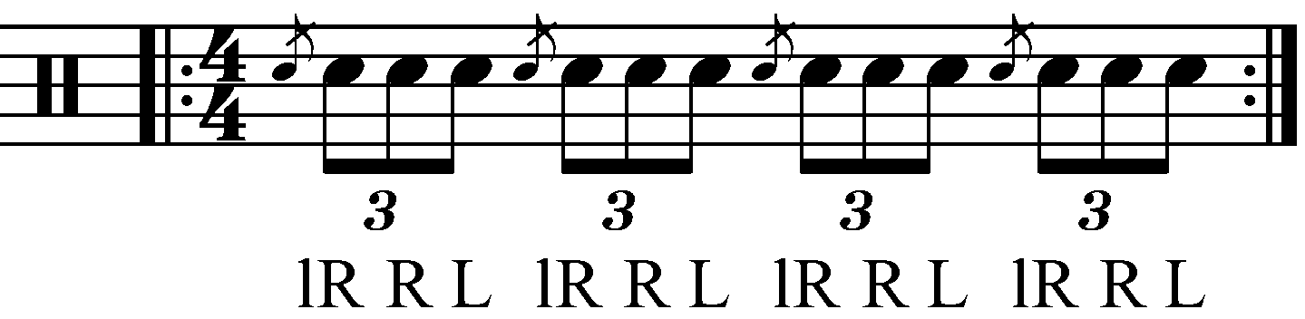 A Flam Accent using reverse triplet sticking.