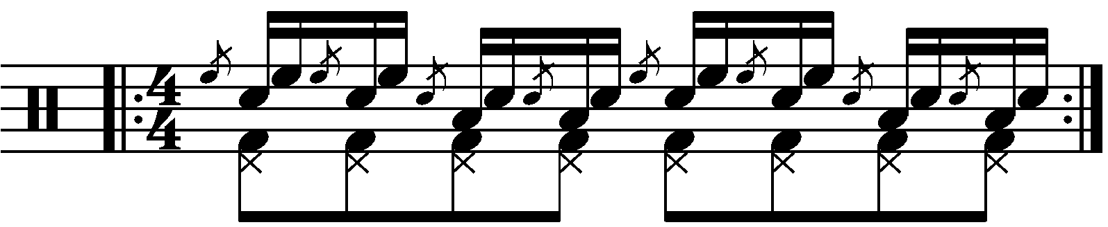 Flam tap with each hand playing a different drum