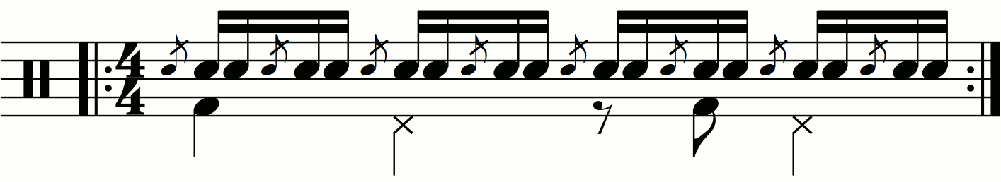 Flam tap with groove style feet