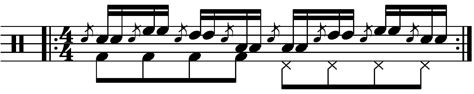 Flam tap with moving standard notes