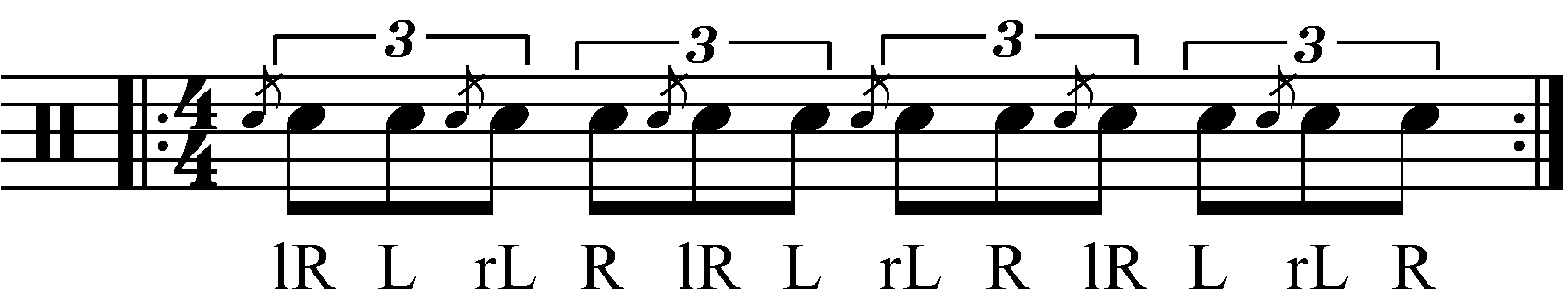 A Flam Tap  eighth note tripletsin alternate sticking.