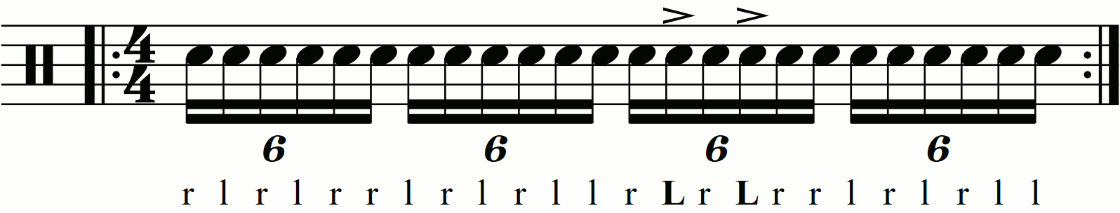 Accenting left hands in a double paradiddle