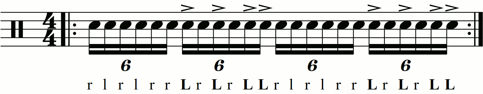 Accenting left hands in a double paradiddle