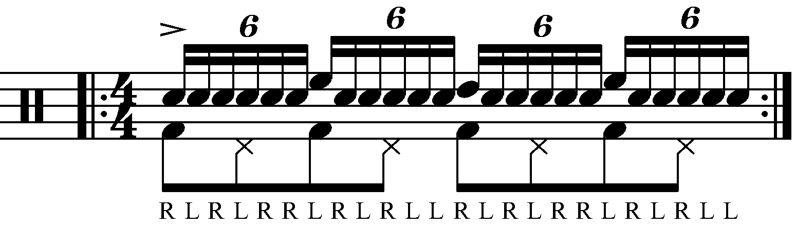 Double Paradiddle with moving quarter notes