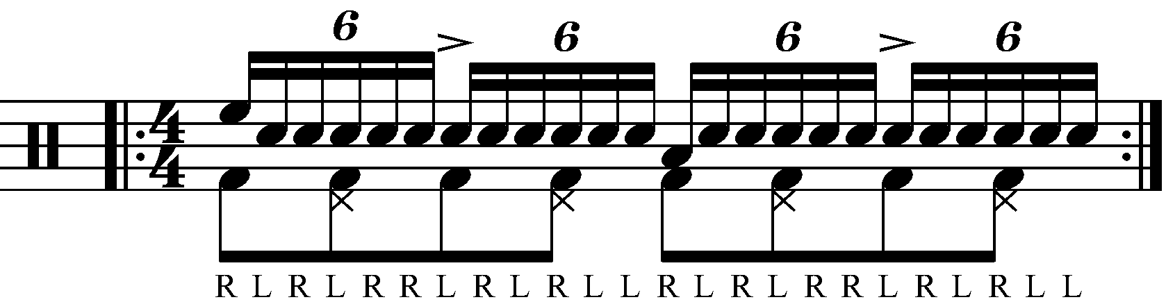 Double Paradiddle with moving quarter notes