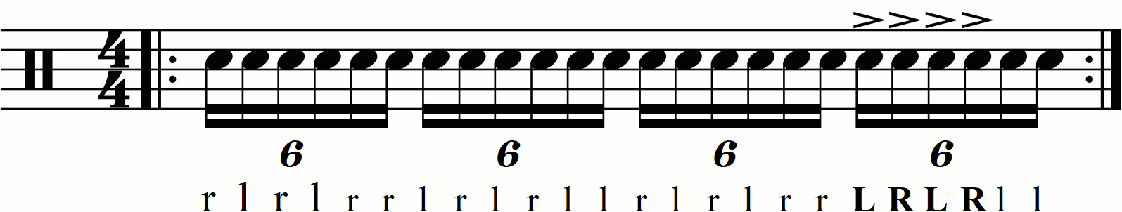 Accenting a double paradiddle