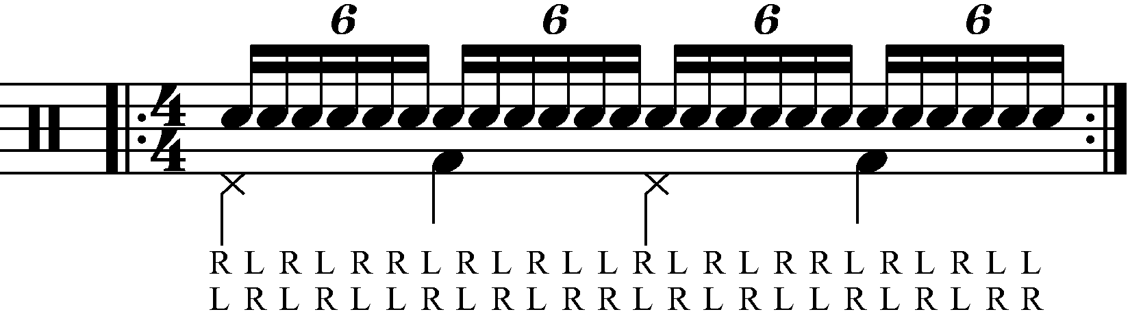 Adding quarter note feet under a double paradiddle