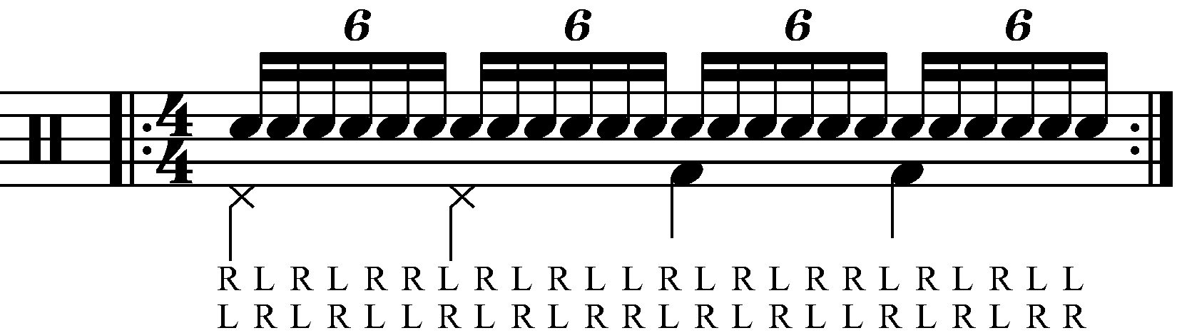 Adding quarter note feet under a double paradiddle