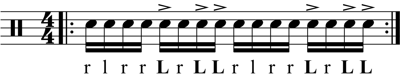 Accenting left hands in a paradiddle