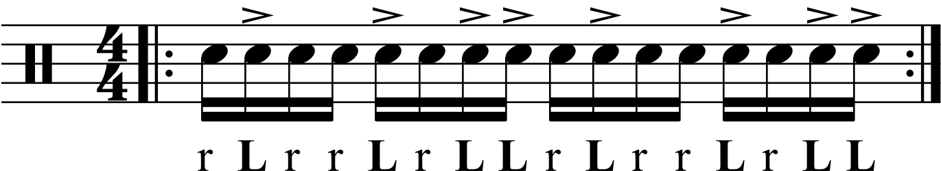 Accenting left hands in a paradiddle