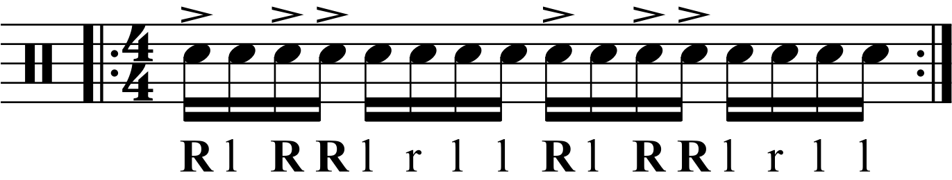 Accenting right hands in a paradiddle