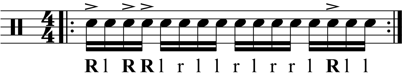 Accenting right hands in a paradiddle