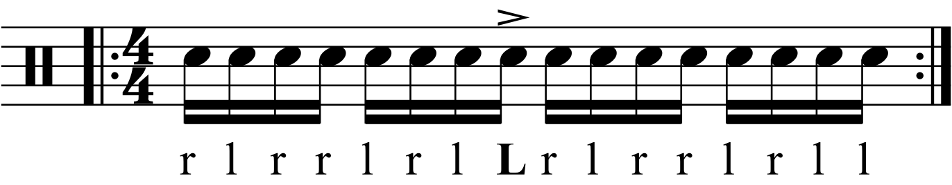 Accenting a counts in a paradiddle