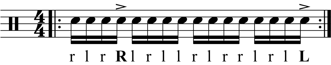 Accenting a counts in a paradiddle