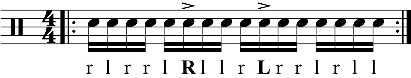 Accenting e counts in a paradiddle