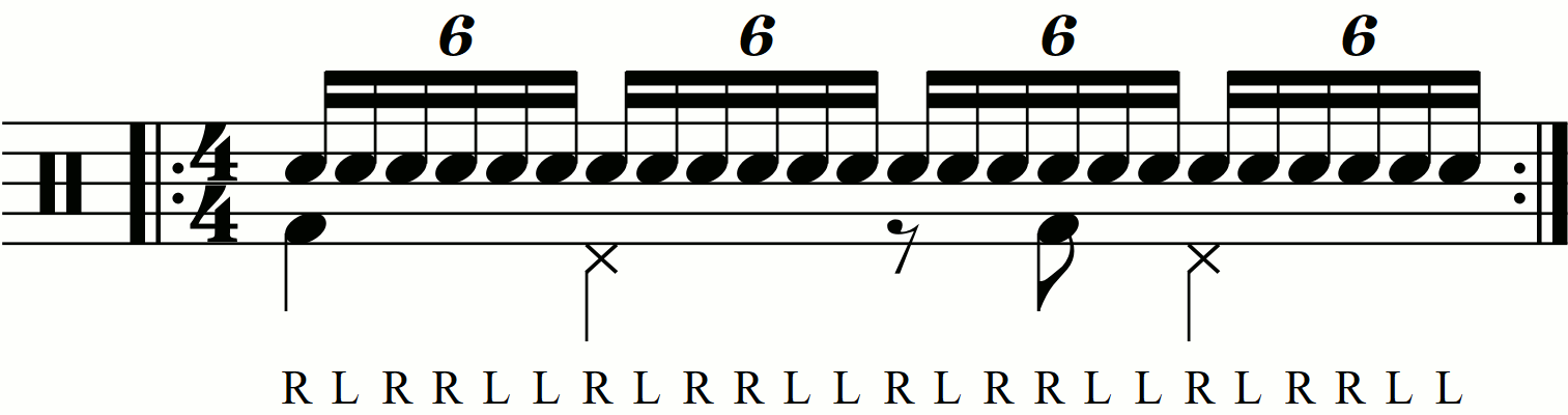 Applying level 0 groove movements on the feet under a paradiddle diddle