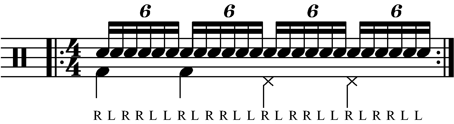 Adding quarter note feet under a paradiddle diddle