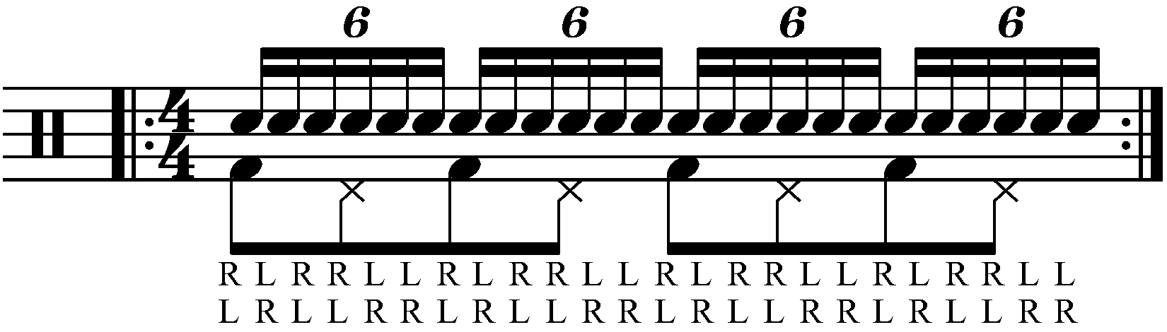 Adding eighth note feet under a paradiddle diddle