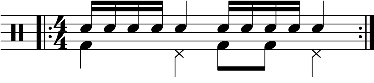 Basing the feet on level 0 grooves in a single stroke 5