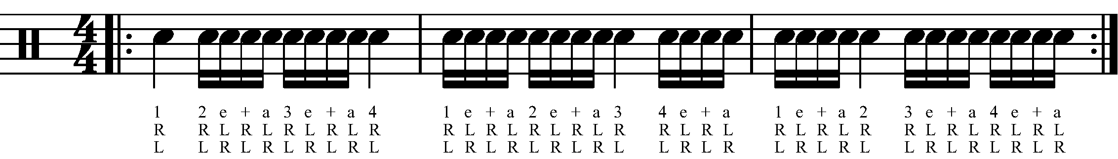The single stroke 9 starting on a quarter note.