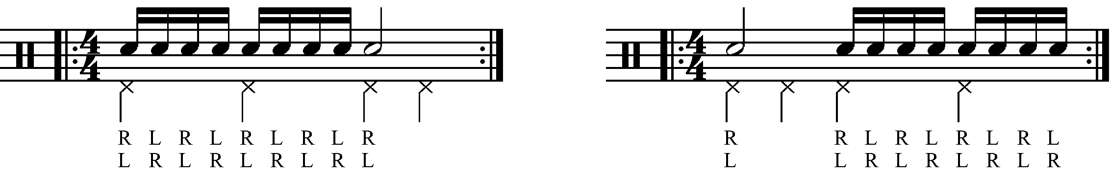 Adding quarter note feet under a single stroke 9