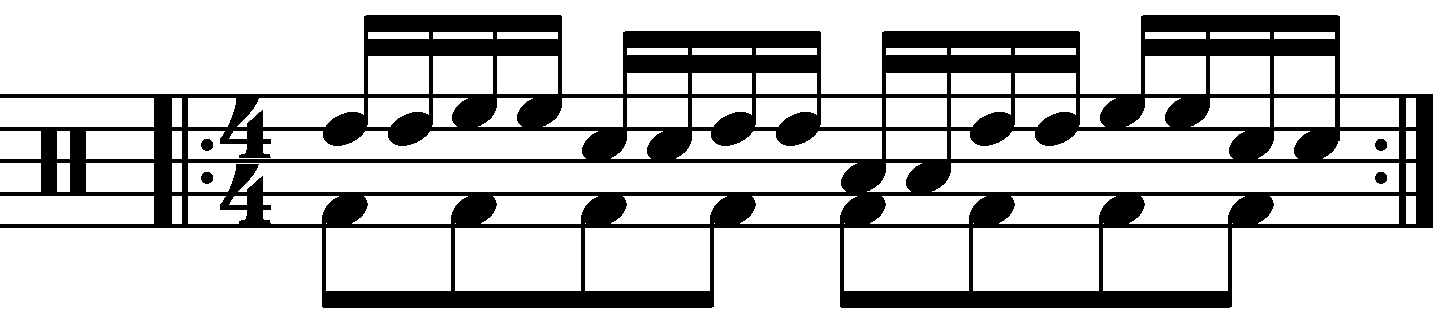 Single stroke roll played as groups of two