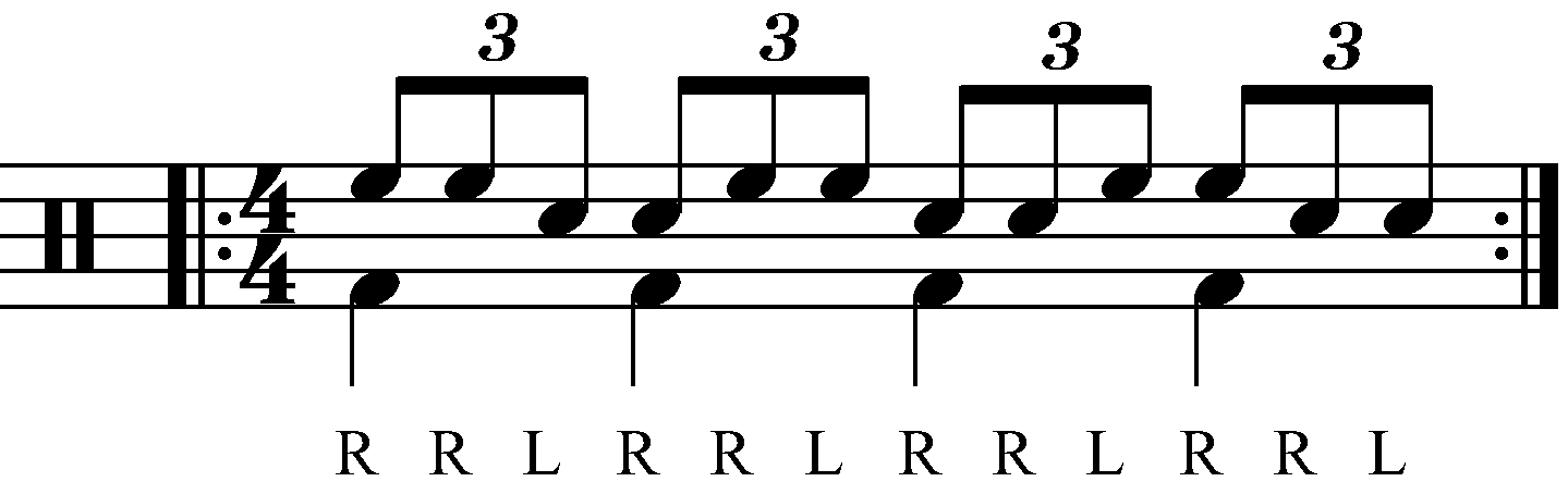 Reverse triplet played as groups of two