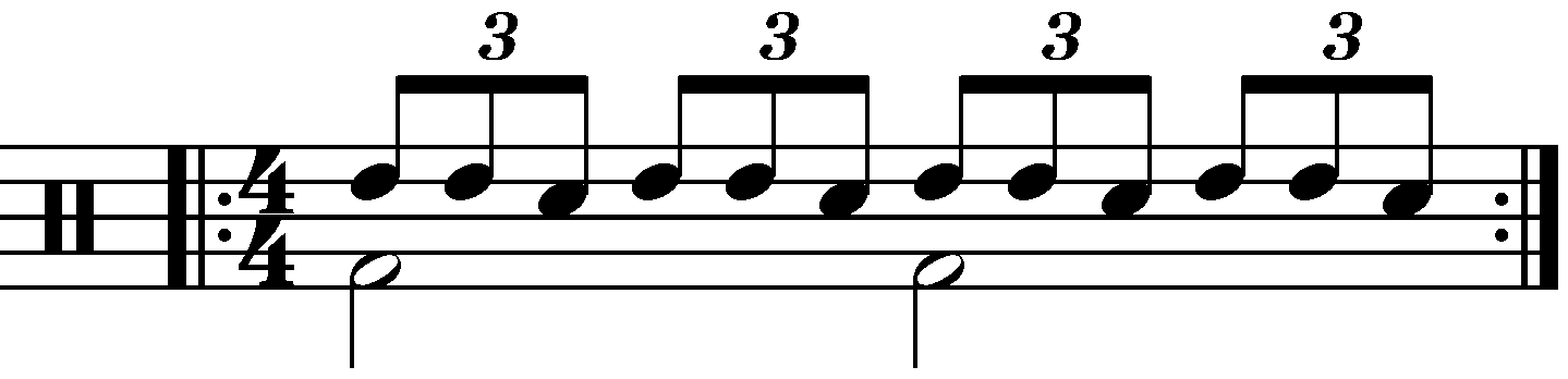 Reverse triplet with each hand playing a different drum