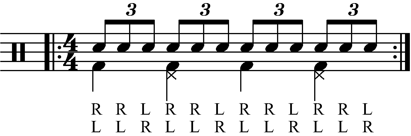 Adding quarter note feet under a reverse triplet