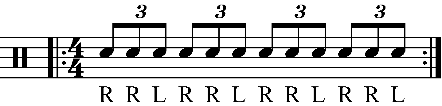 A reverse triplet as eighth notes.