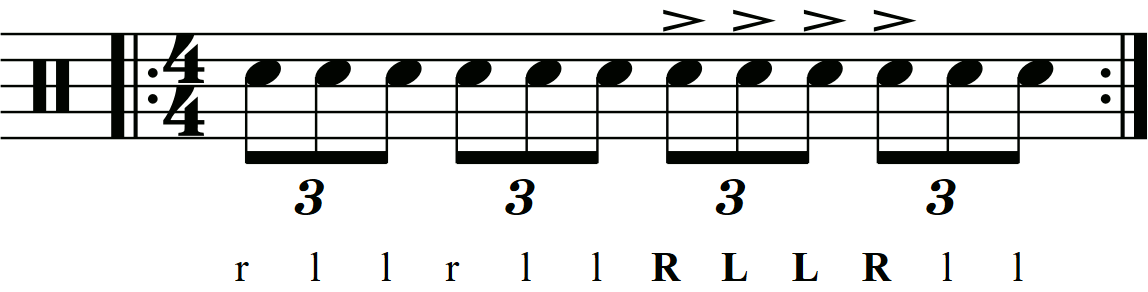 A standard triplet with accents