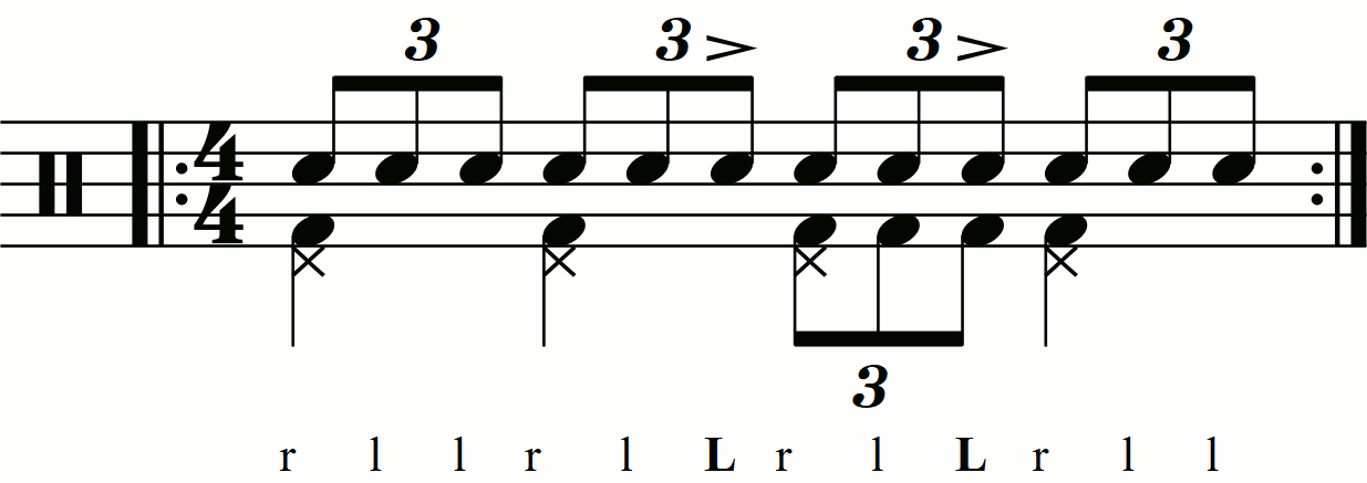 A standard triplet with third stroke accents