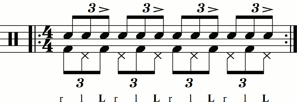 A standard triplet with third stroke accents