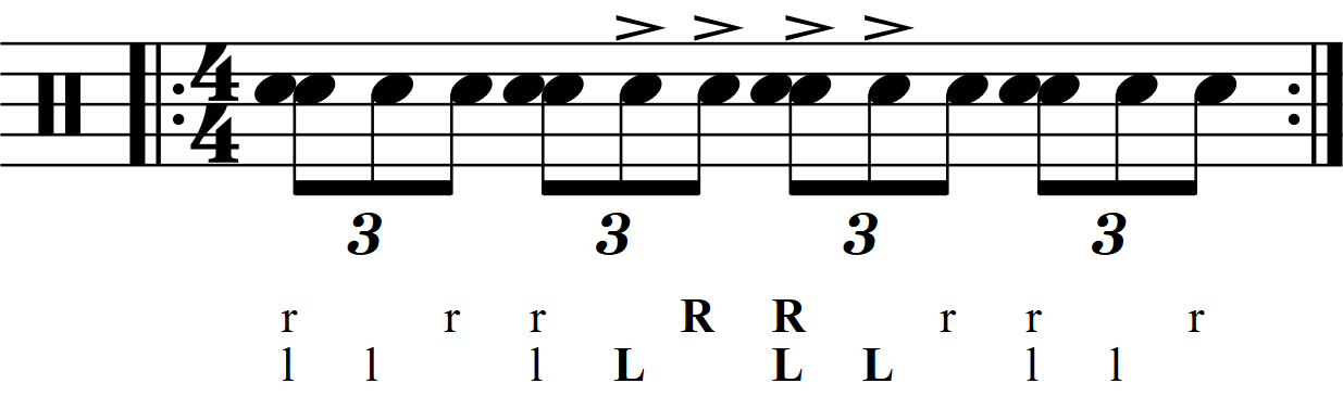 A single stroke triplet with accents