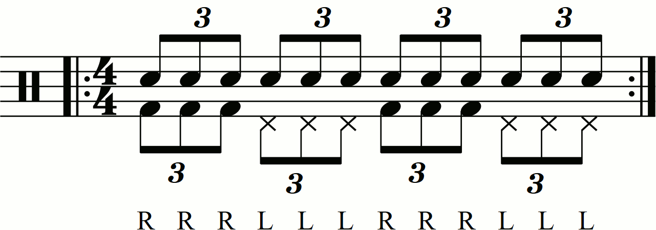 Adding eighth note triplet feet under a triple stroke roll